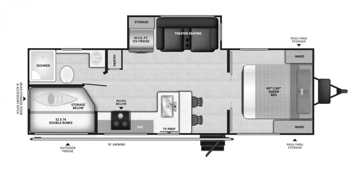 2027 Salem Hemisphere Hyper-Lyte 245BHHL Travel Trailer at Homestead RV Center STOCK# 2801 Floor plan Layout Photo