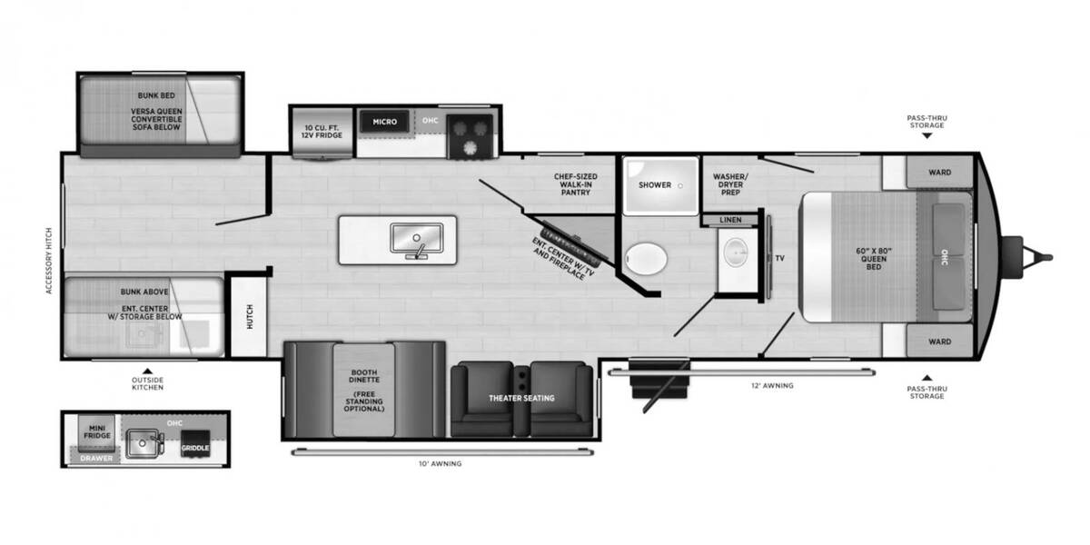 2027 Salem Hemisphere 310BHI Travel Trailer at Homestead RV Center STOCK# 2809 Floor plan Layout Photo
