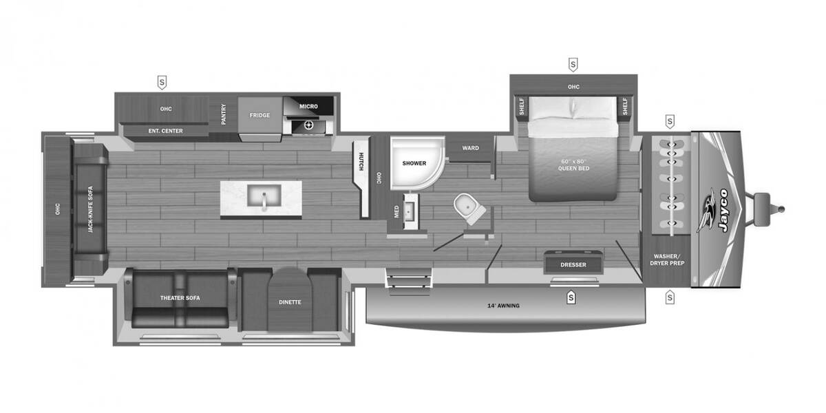 2027 Jay Flight 334RTS Travel Trailer at Homestead RV Center STOCK# 2819 Floor plan Layout Photo