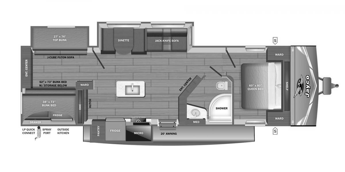 2027 Jay Flight 333BTS Travel Trailer at Homestead RV Center STOCK# 2822 Floor plan Layout Photo