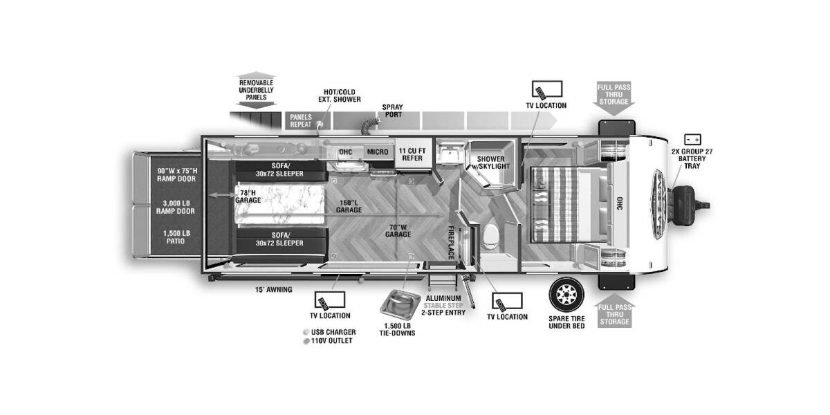 2021 Salem FSX Toy Hauler 260RT Travel Trailer at Homestead RV Center STOCK# 2830 Floor plan Layout Photo