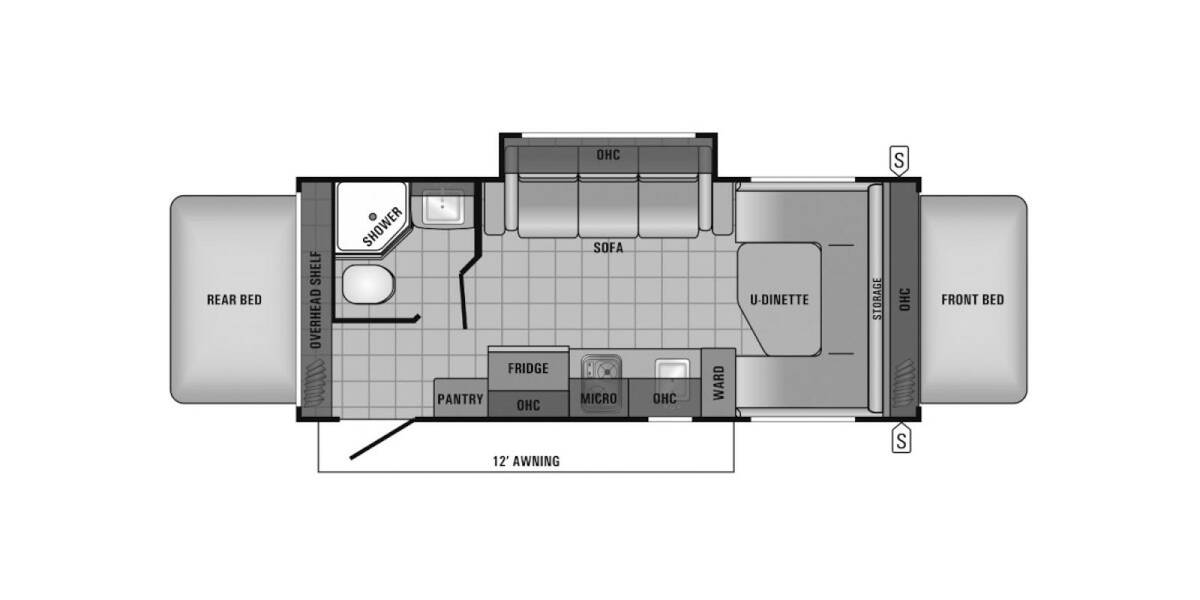 2017 Jayco Jay Feather 7 19XUD Travel Trailer at Homestead RV Center STOCK# 2835 Floor plan Layout Photo