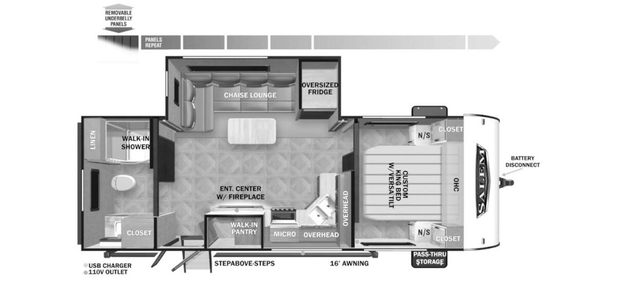 2024 Salem 22RBSX PLATINUM Travel Trailer at Homestead RV Center STOCK# 2175 Floor plan Layout Photo