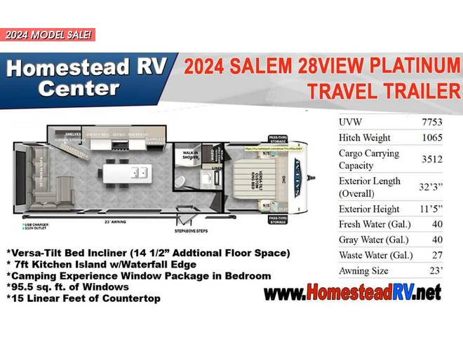 2024 Salem 28VIEWX Platinum Travel Trailer at Homestead RV Center STOCK# 2189 Photo 3