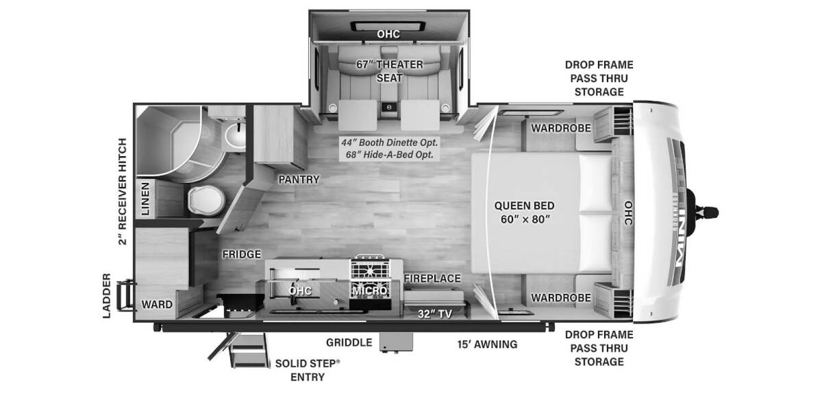2024 Rockwood Mini Lite 2205S Travel Trailer at Homestead RV Center STOCK# 2260 Floor plan Layout Photo