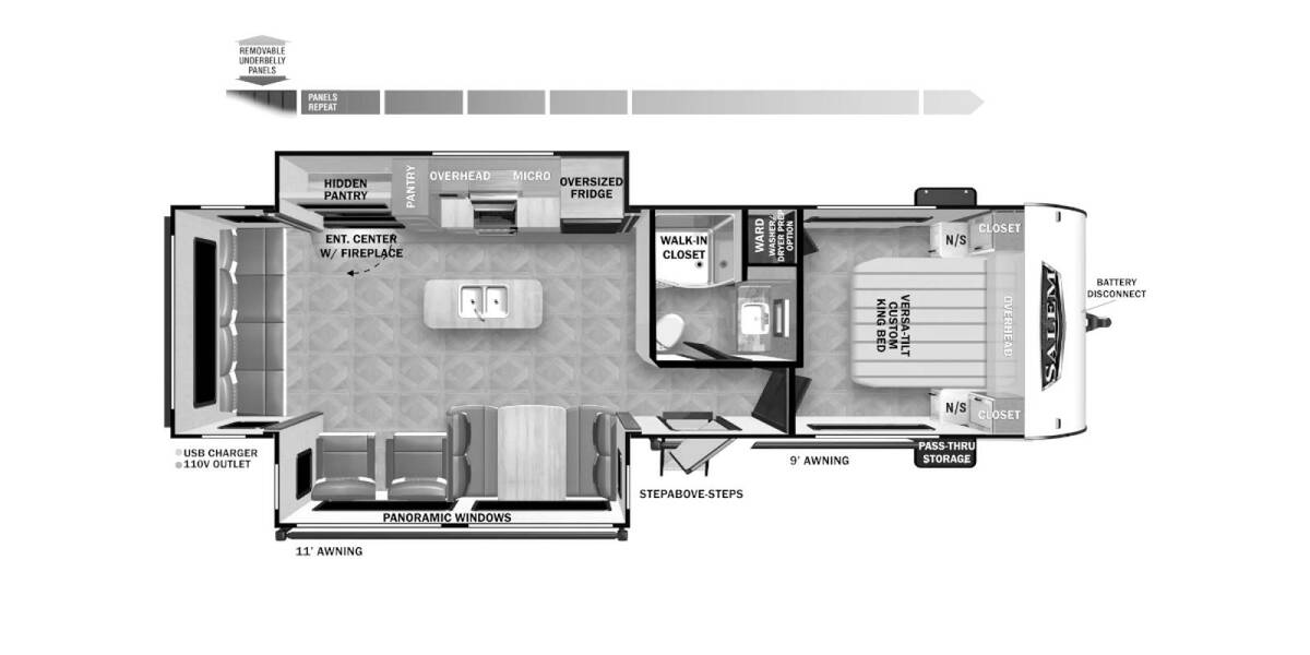 2024 Salem 27REX Platinum Travel Trailer at Homestead RV Center STOCK# 2264 Floor plan Layout Photo