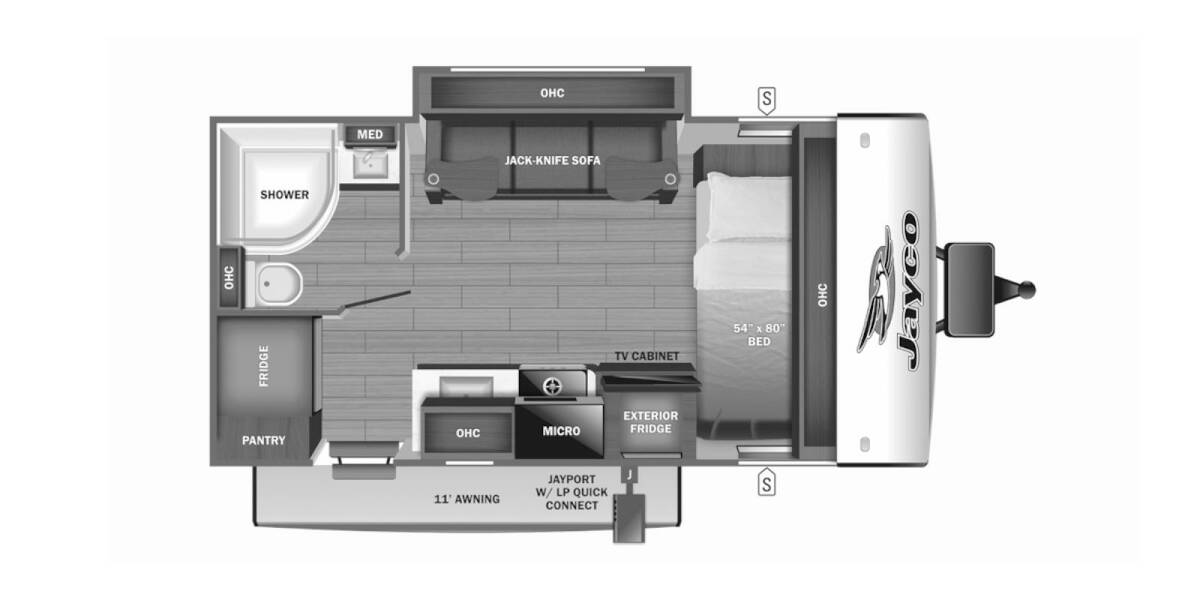 2024 Jayco Jay Feather Micro 166FBS Travel Trailer at Homestead RV Center STOCK# 2314 Floor plan Layout Photo